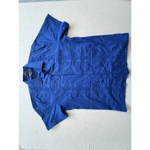 Omega Men's Blue Full Button Up Shirt Guyabara